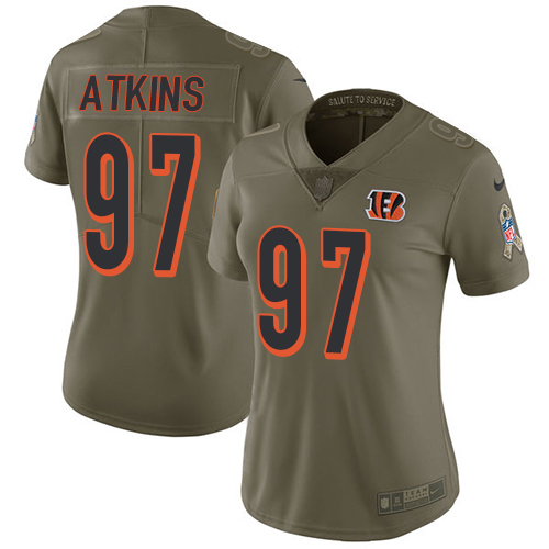 Nike Bengals #97 Geno Atkins Olive Women's Stitched NFL Limited Salute to Service Jersey